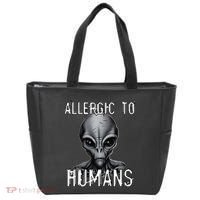 Allergic To Humans Funny Ufo Paranormal Tote Bag thumb 0