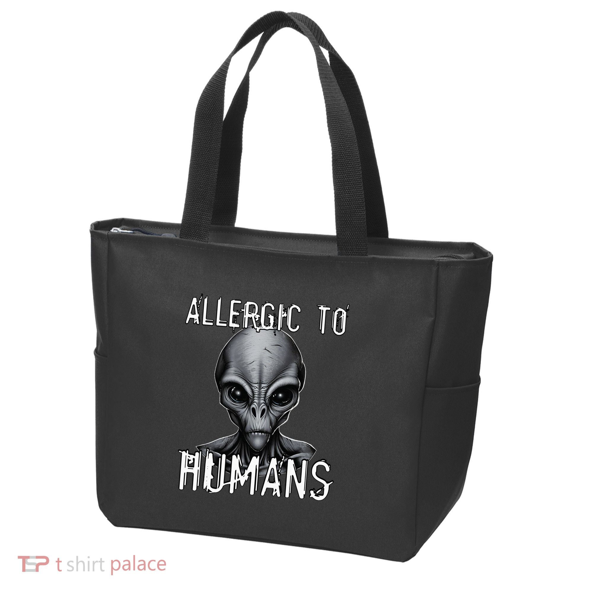 Allergic To Humans Funny Ufo Paranormal Tote Bag