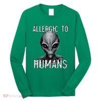Allergic To Humans Funny Ufo Paranormal Long Sleeve Shirt thumb 0