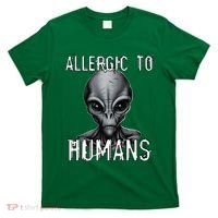 Allergic To Humans Funny Ufo Paranormal T-Shirt thumb 0