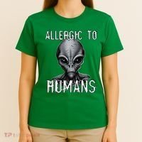 Allergic To Humans Funny Ufo Paranormal T-Shirt thumb 4