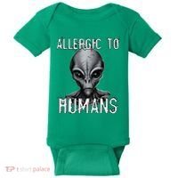 Allergic To Humans Funny Ufo Paranormal Baby Bodysuit thumb 0
