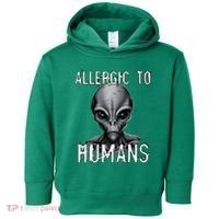 Allergic To Humans Funny Ufo Paranormal Toddler Hoodie thumb 0