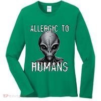 Allergic To Humans Funny Ufo Paranormal Women's Long Sleeve Shirt thumb 0