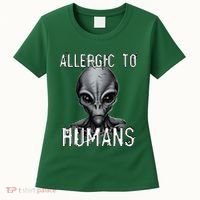 Allergic To Humans Funny Ufo Paranormal Women's T-Shirt thumb 0