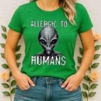 Allergic To Humans Funny Ufo Paranormal Women's T-Shirt thumb 2