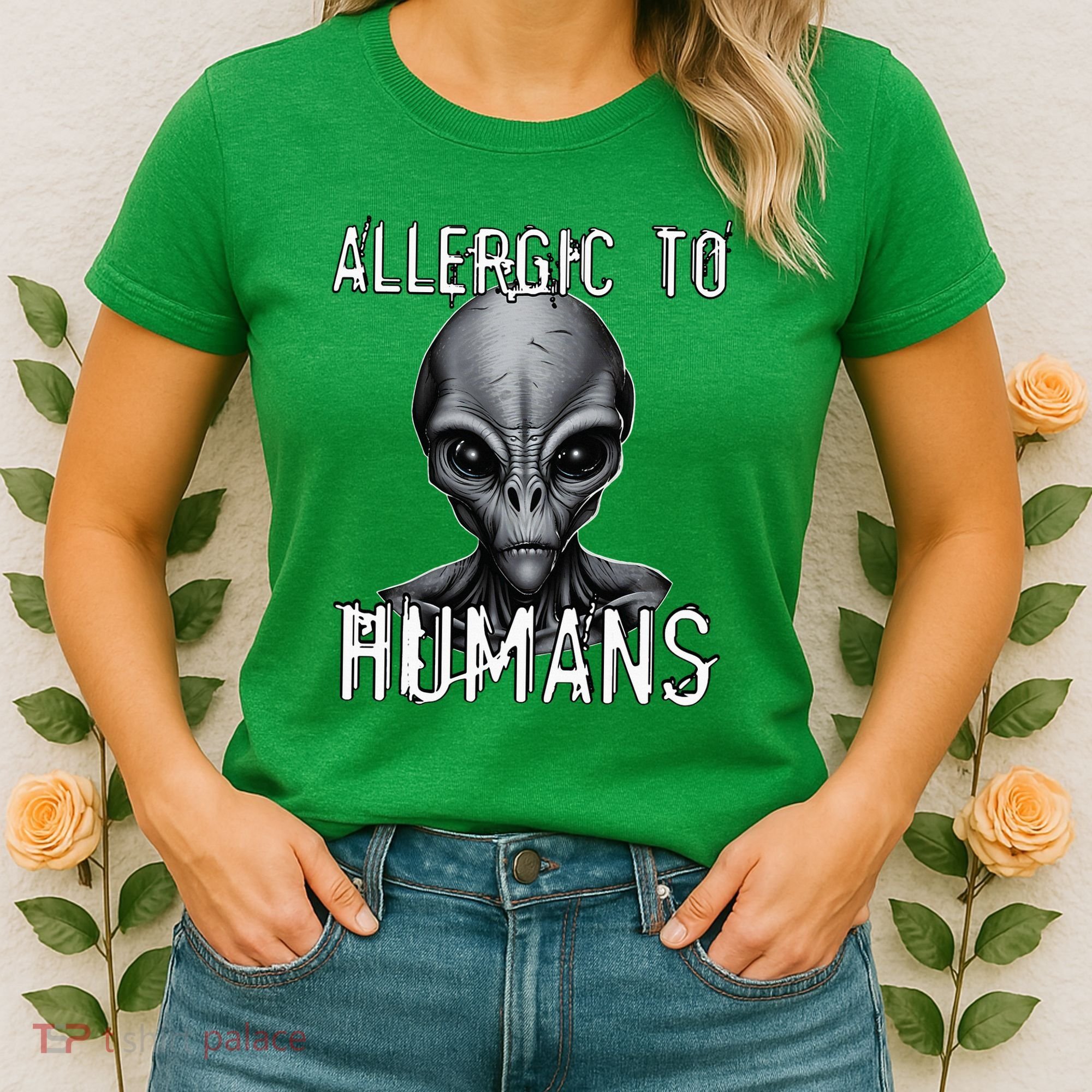 Allergic To Humans Funny Ufo Paranormal Women's T-Shirt