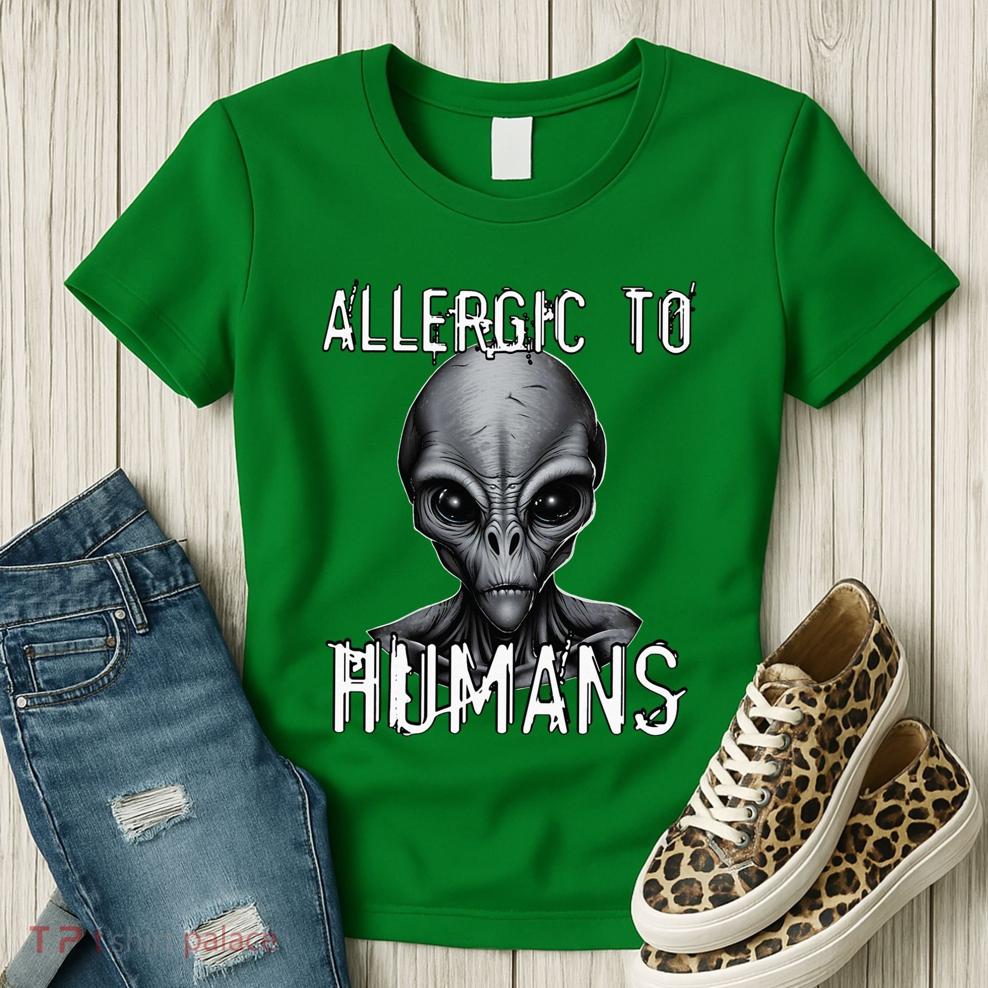 Allergic To Humans Funny Ufo Paranormal Women's T-Shirt