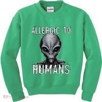 Allergic To Humans Funny Ufo Paranormal Kids Sweatshirt thumb 0