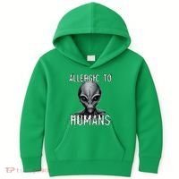Allergic To Humans Funny Ufo Paranormal Kids Hoodie thumb 0