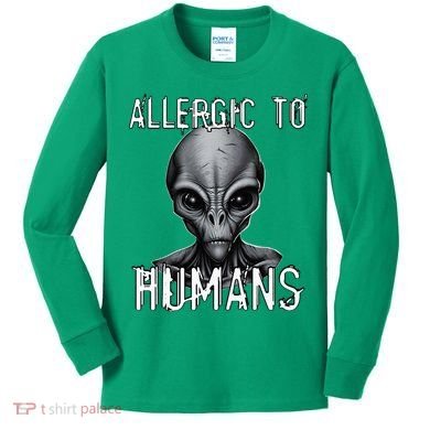 Allergic To Humans Funny Ufo Paranormal Kids Long Sleeve Shirt