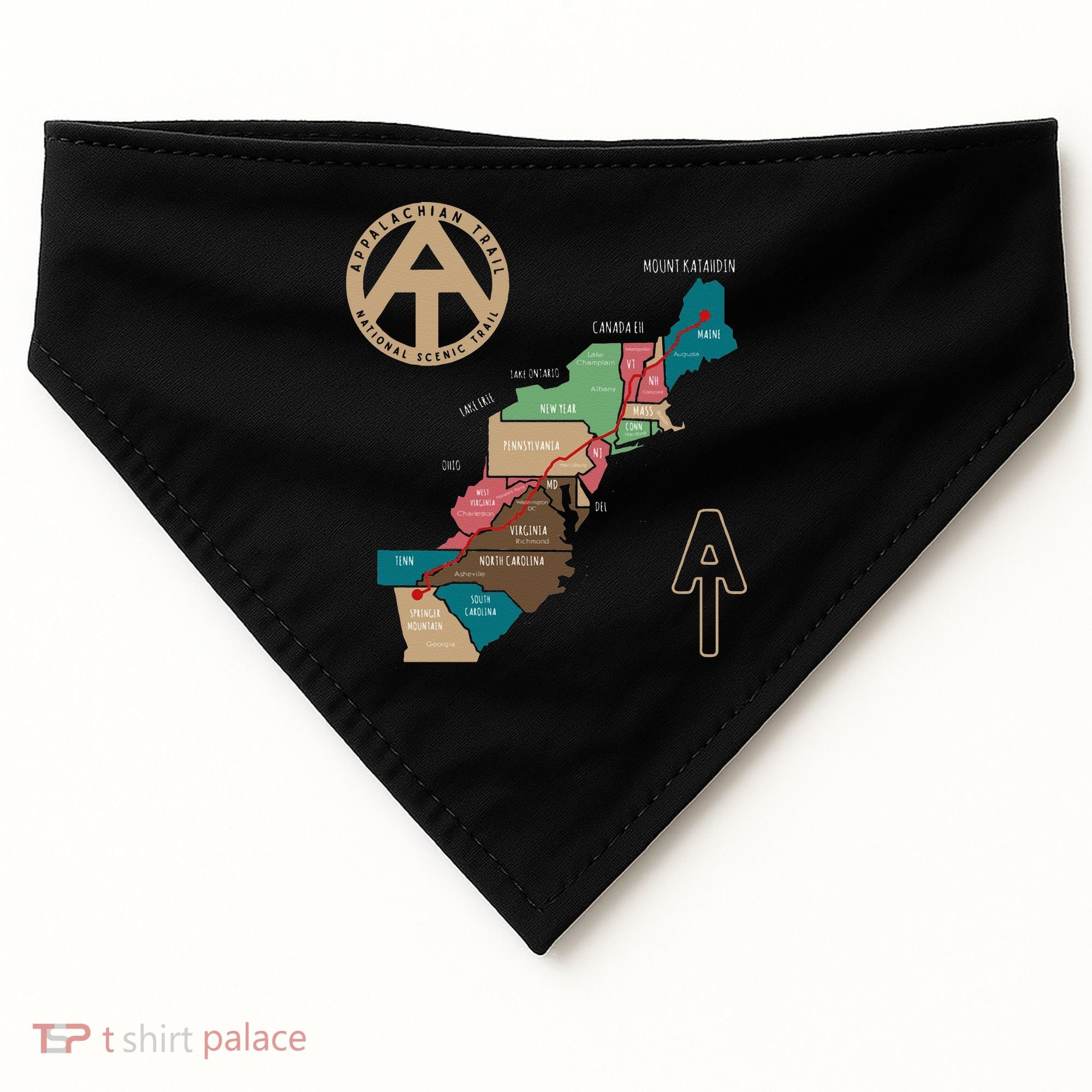Appalachian Trail Hiking Map USA-Made Doggie Bandana