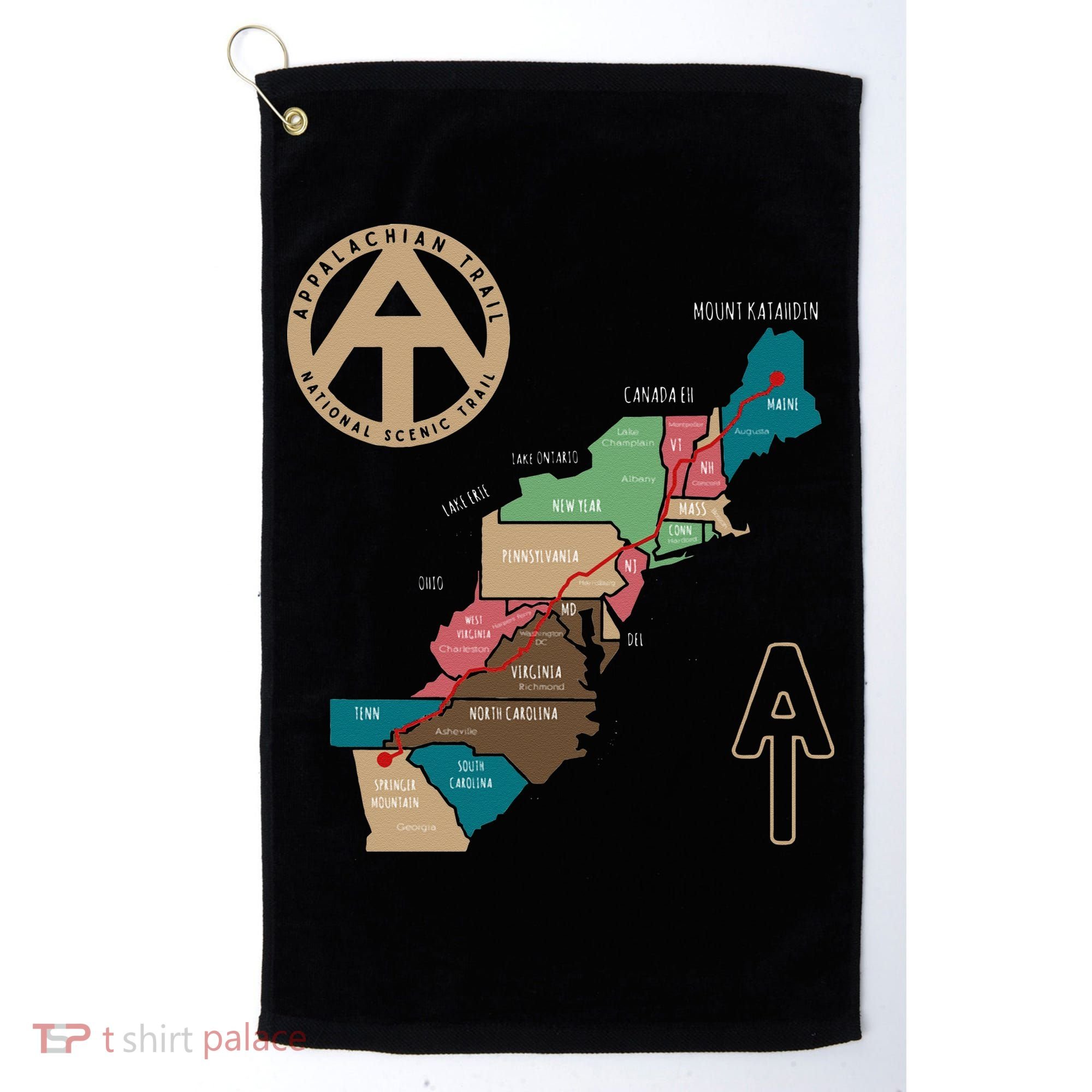 Appalachian Trail Hiking Map Golf Towel