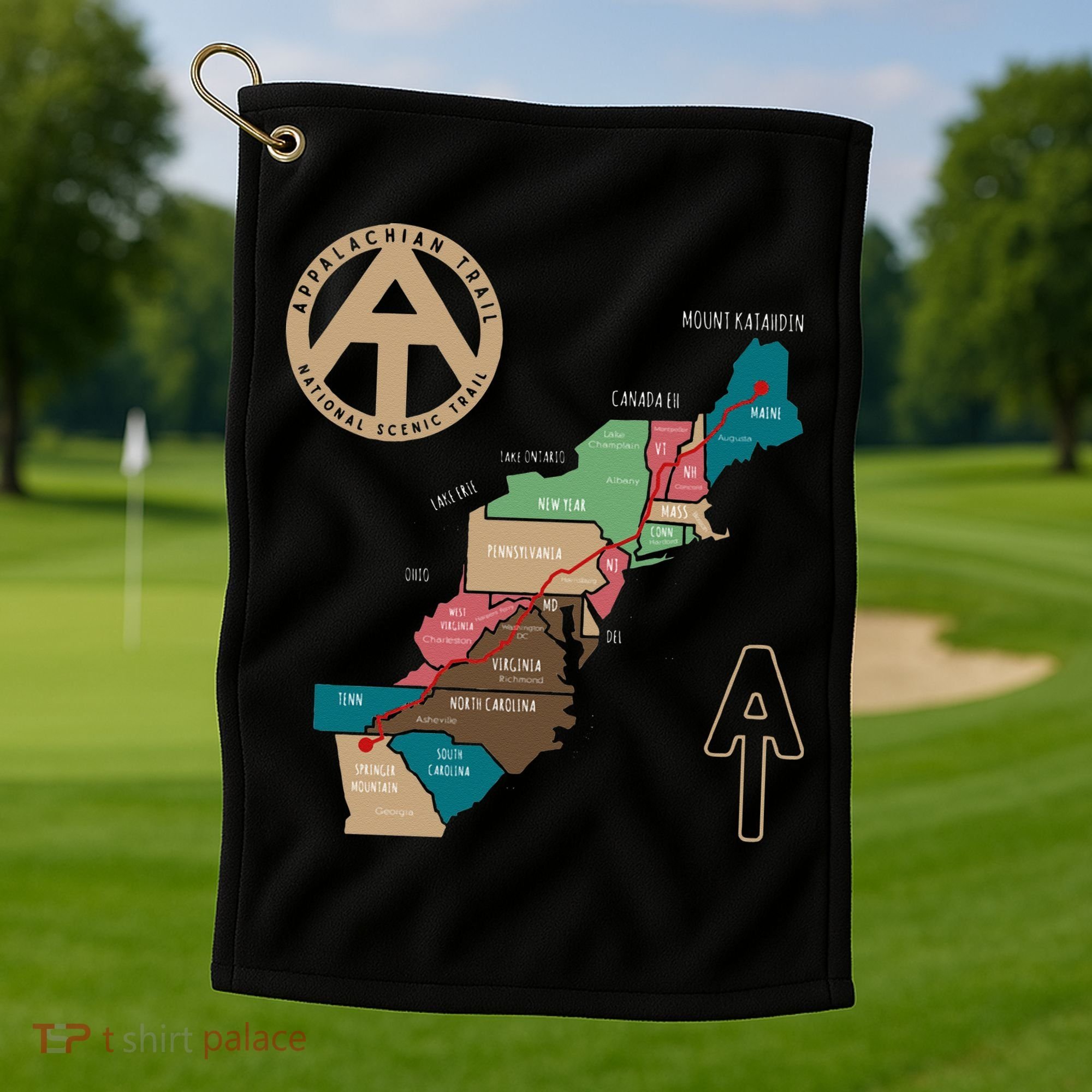 Appalachian Trail Hiking Map Golf Towel