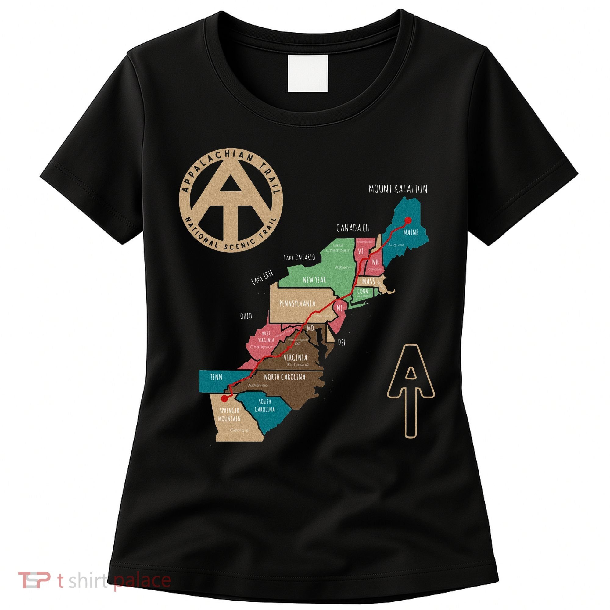 Appalachian Trail Hiking Map Women's T-Shirt