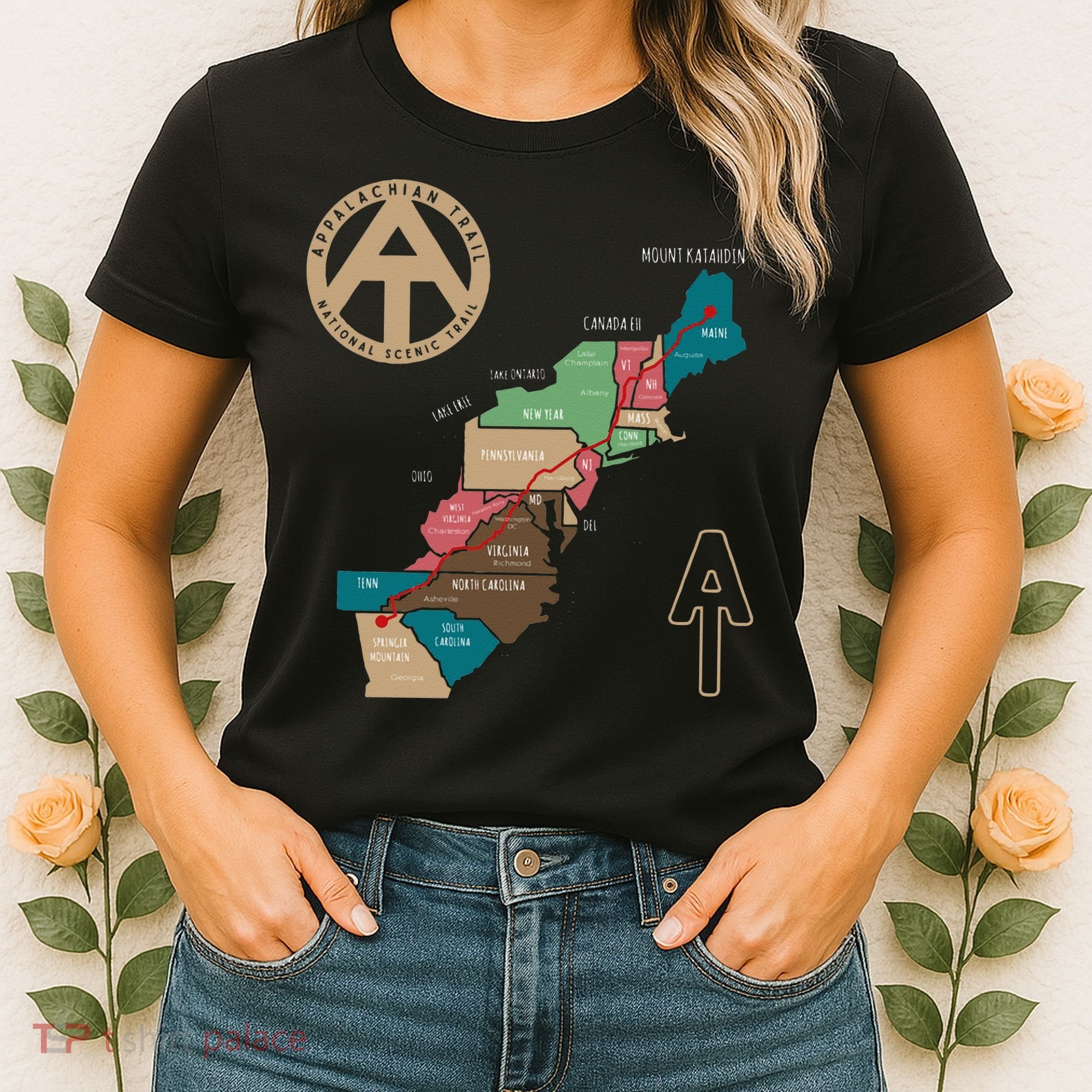 Appalachian Trail Hiking Map Women's T-Shirt