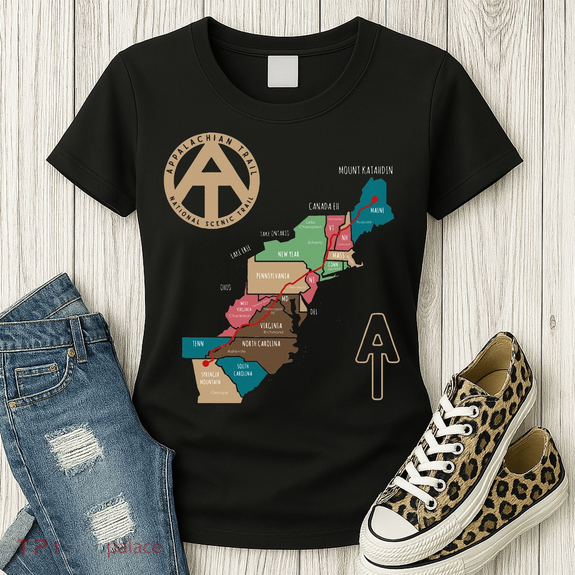 Appalachian Trail Hiking Map Women's T-Shirt