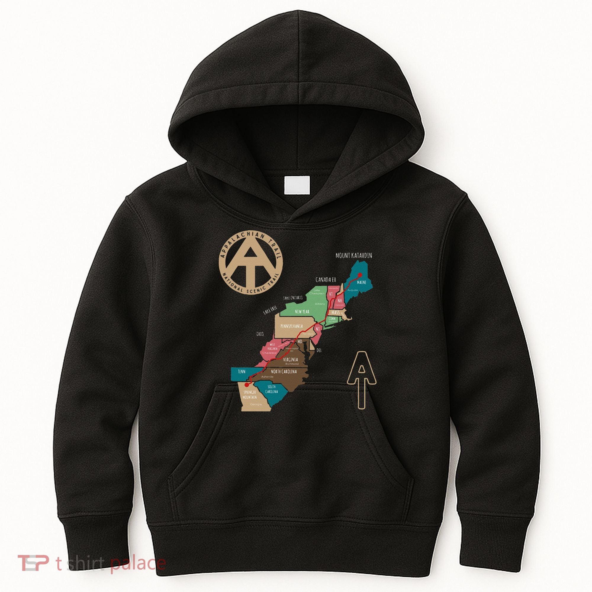Appalachian Trail Hiking Map Kids Hoodie