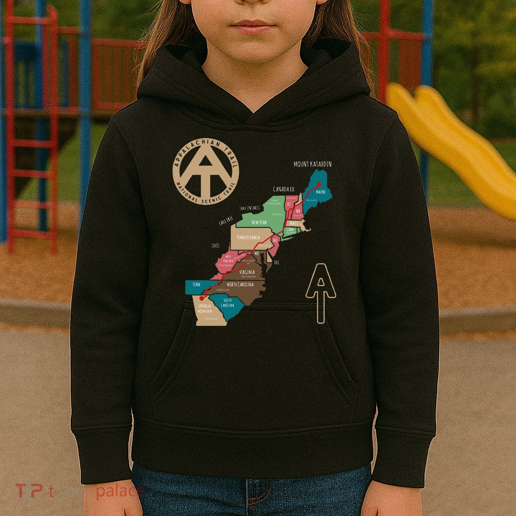 Appalachian Trail Hiking Map Kids Hoodie