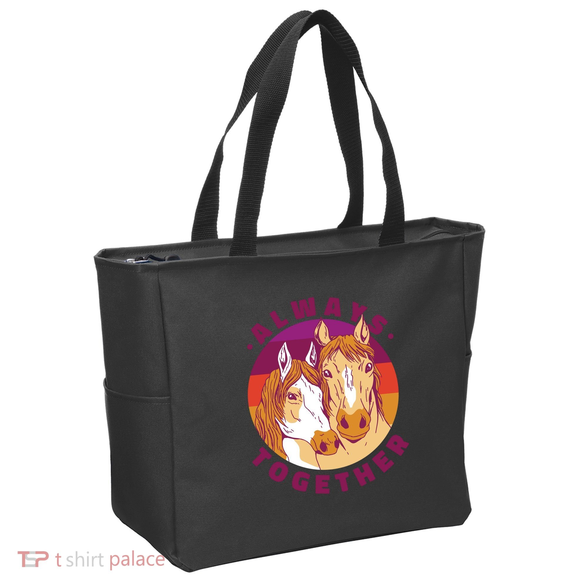 Always Together Horses Sunset Tote Bag