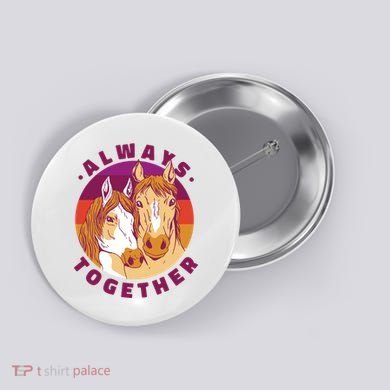 Always Together Horses Sunset Button