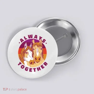 Always Together Horses Sunset Button