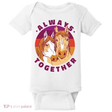 Always Together Horses Sunset Baby Bodysuit