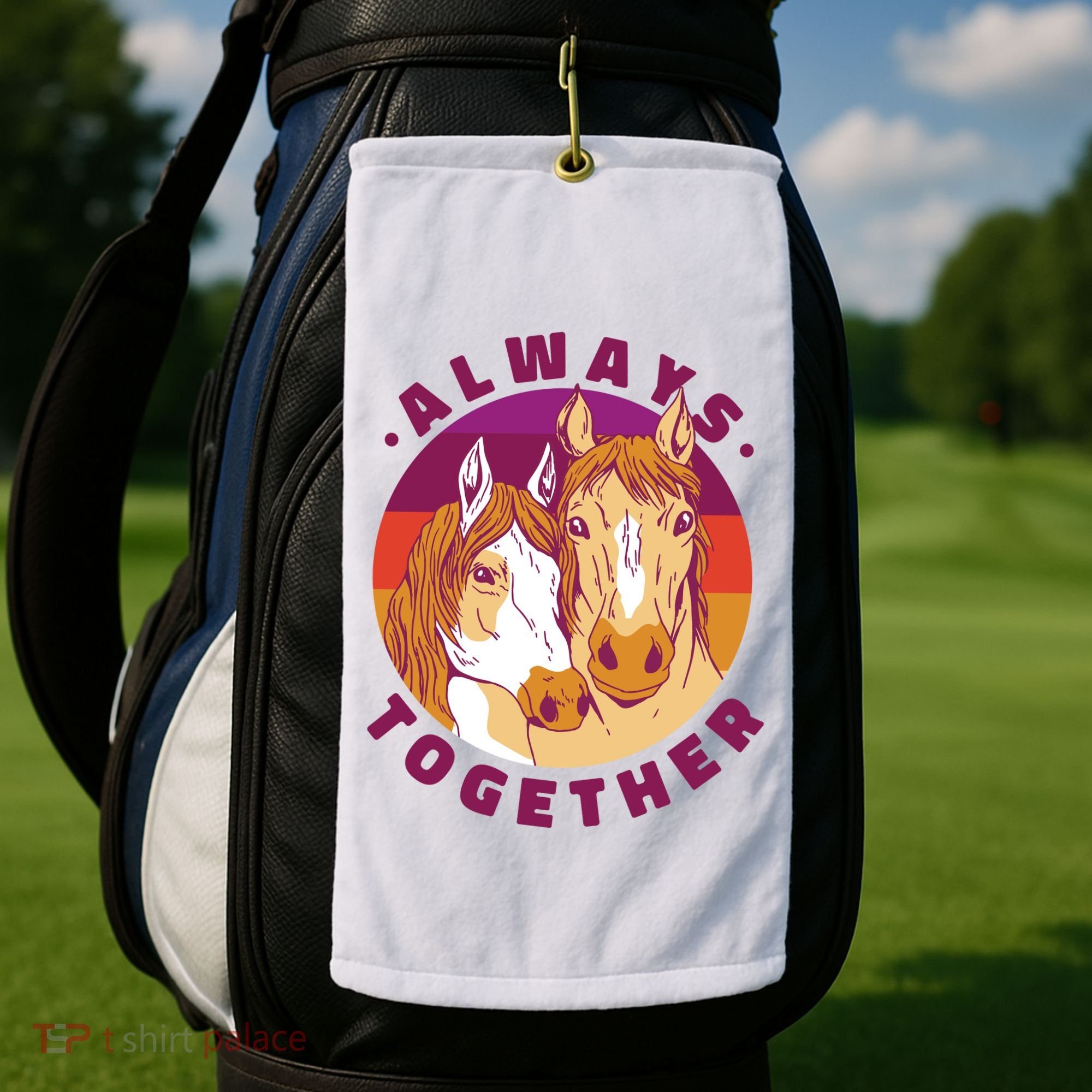 Always Together Horses Sunset Golf Towel