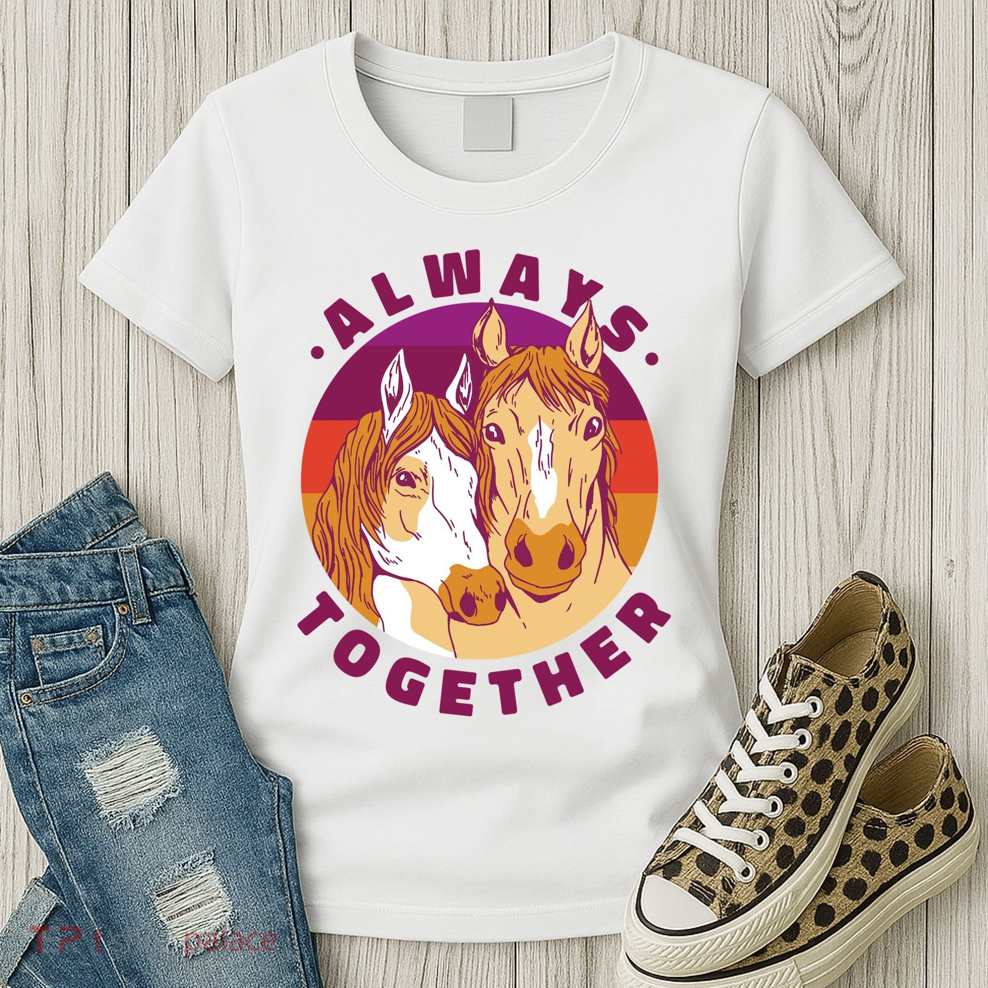 Always Together Horses Sunset Women's T-Shirt