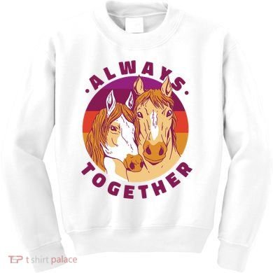 Always Together Horses Sunset Kids Sweatshirt