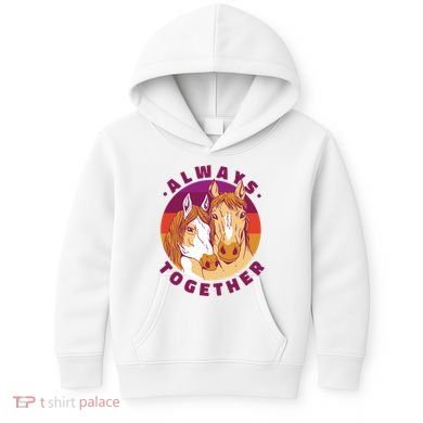 Always Together Horses Sunset Kids Hoodie