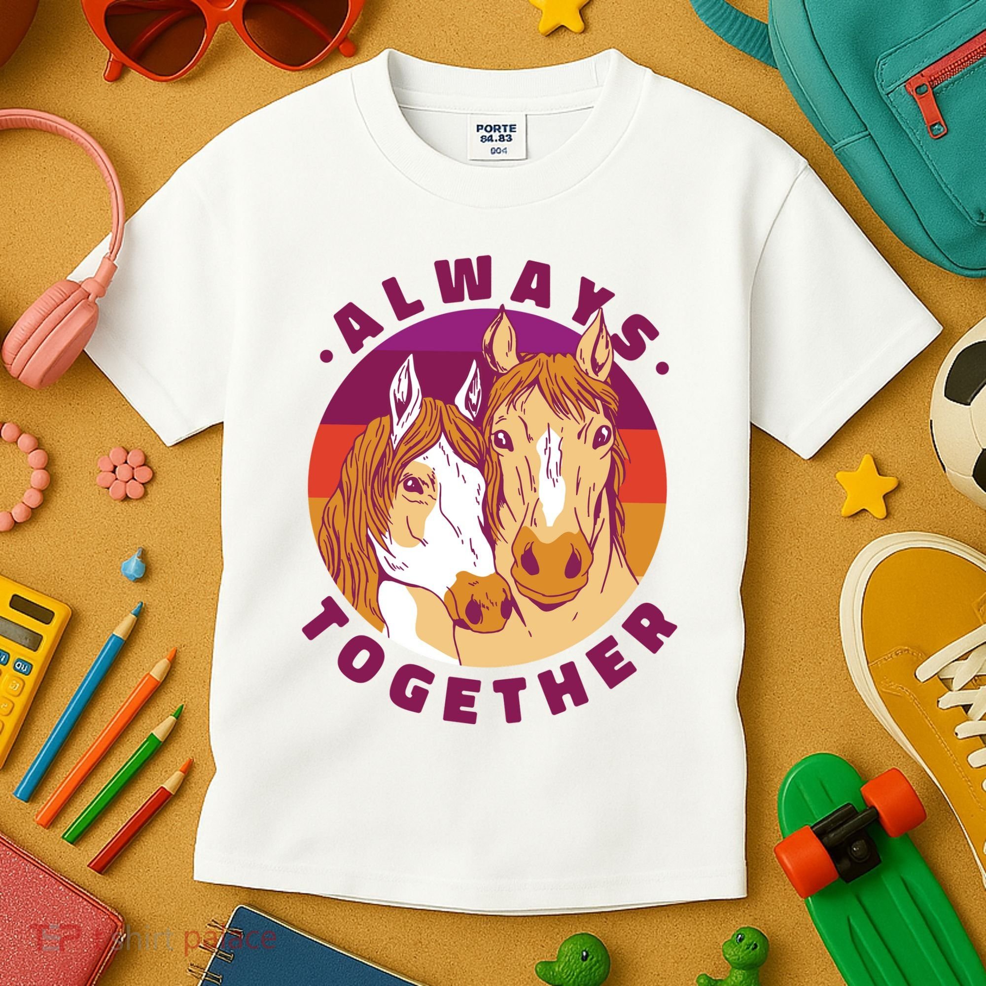 Always Together Horses Sunset Kids T-Shirt