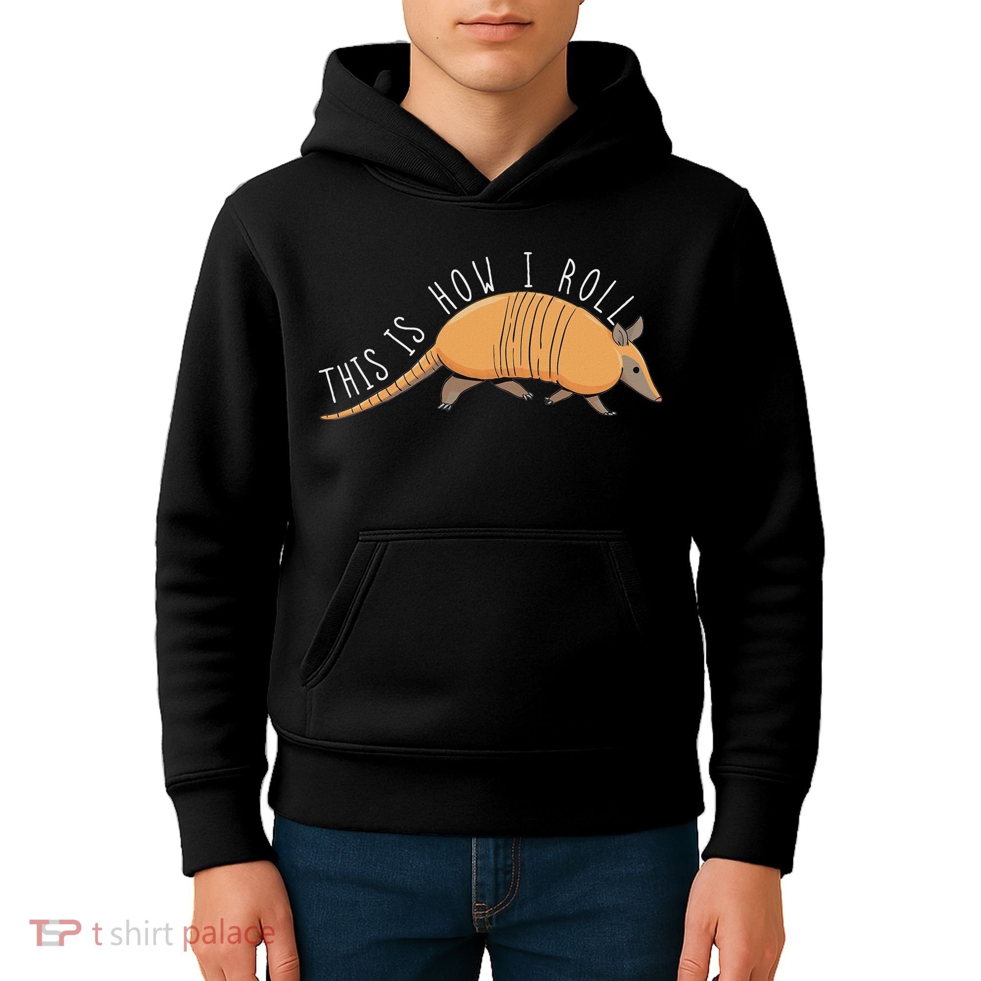 Armadillo This Is How I Roll Wildlife Armored Shell Kids Hoodie