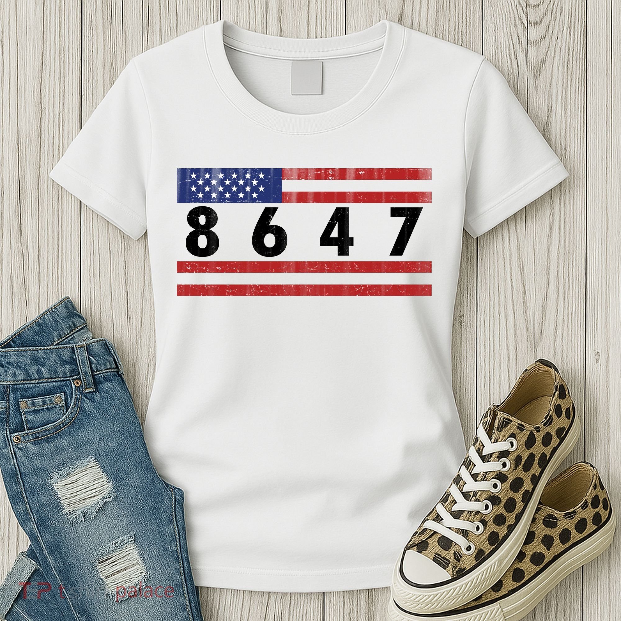Anti Trump Impeach 47 8647 47th President US Flag Women's T-Shirt