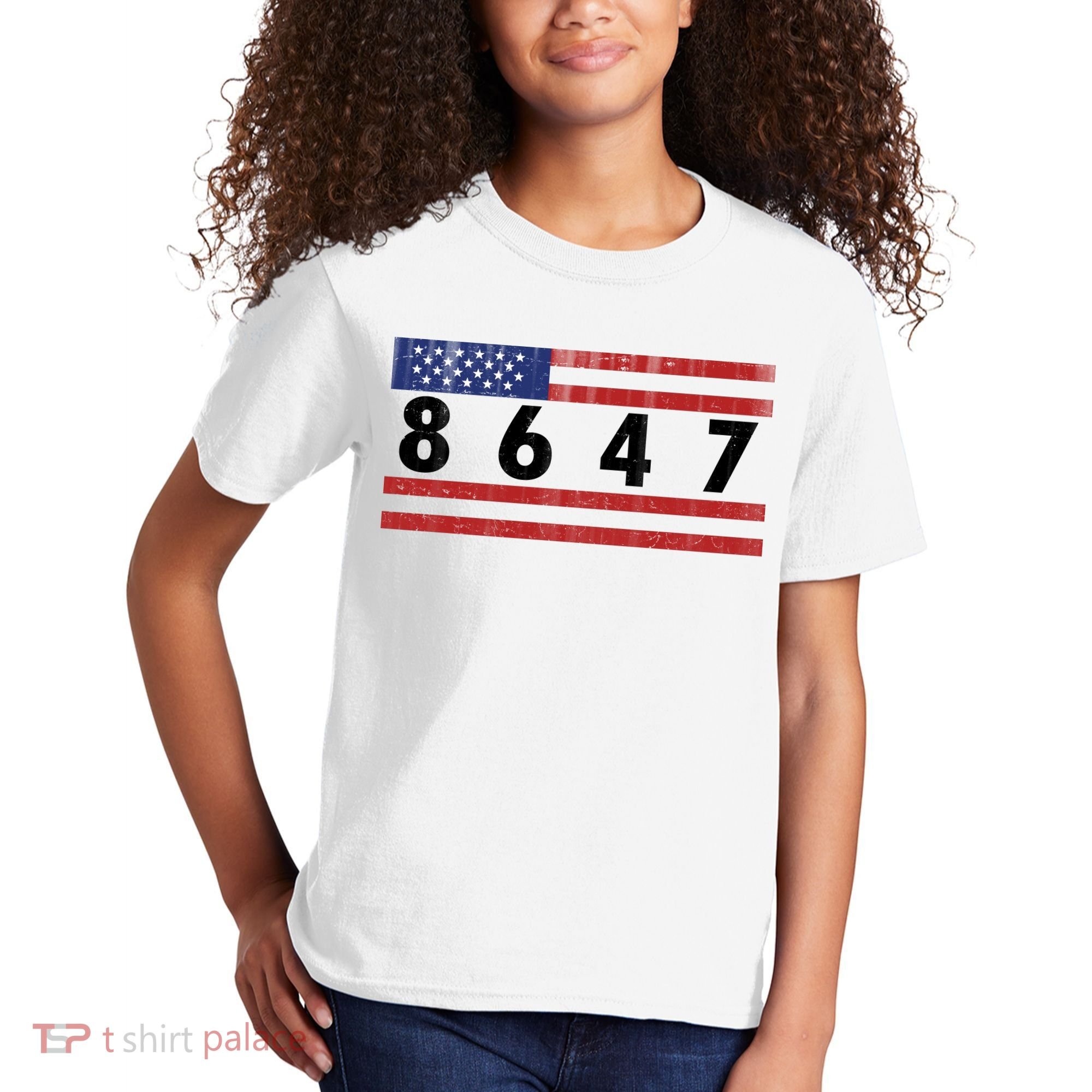 Anti Trump Impeach 47 8647 47th President US Flag Kids T-Shirt