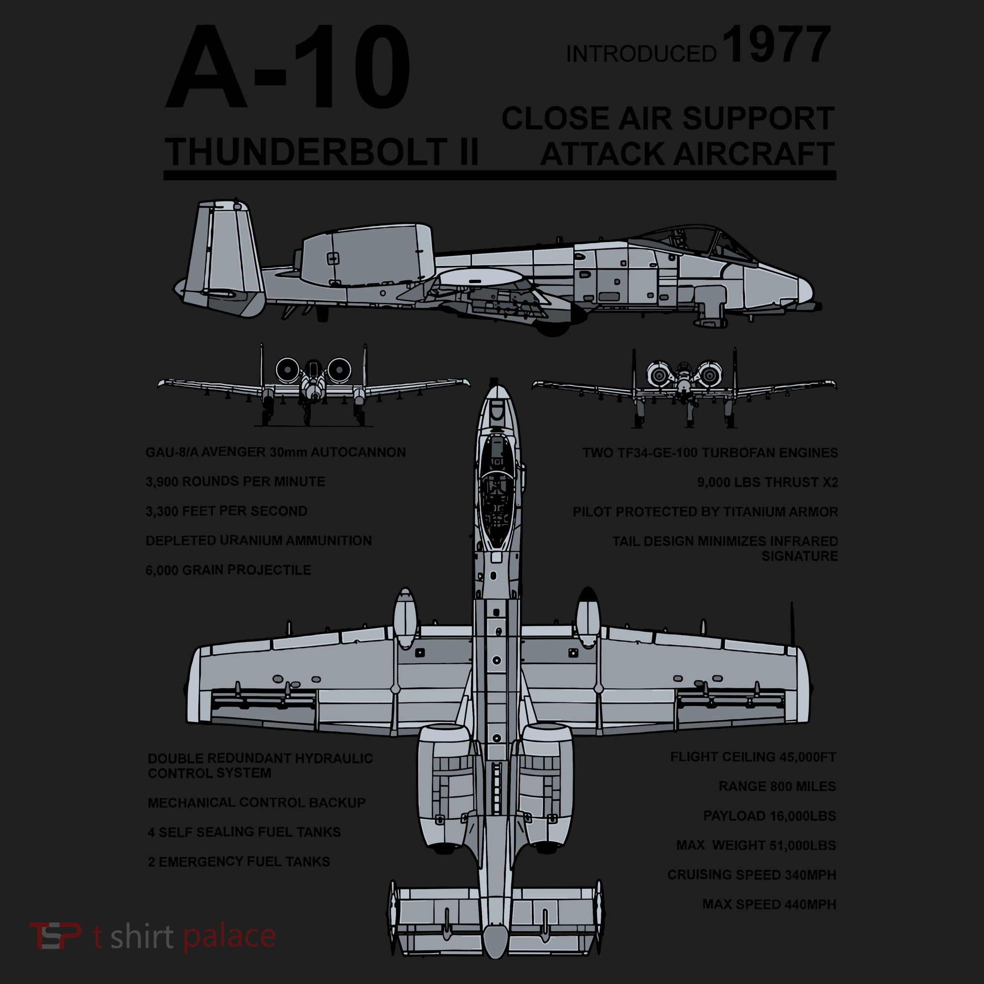 A10 Thunderbolt Ii Warthog Military Jet Spec Diagram Golf Towel