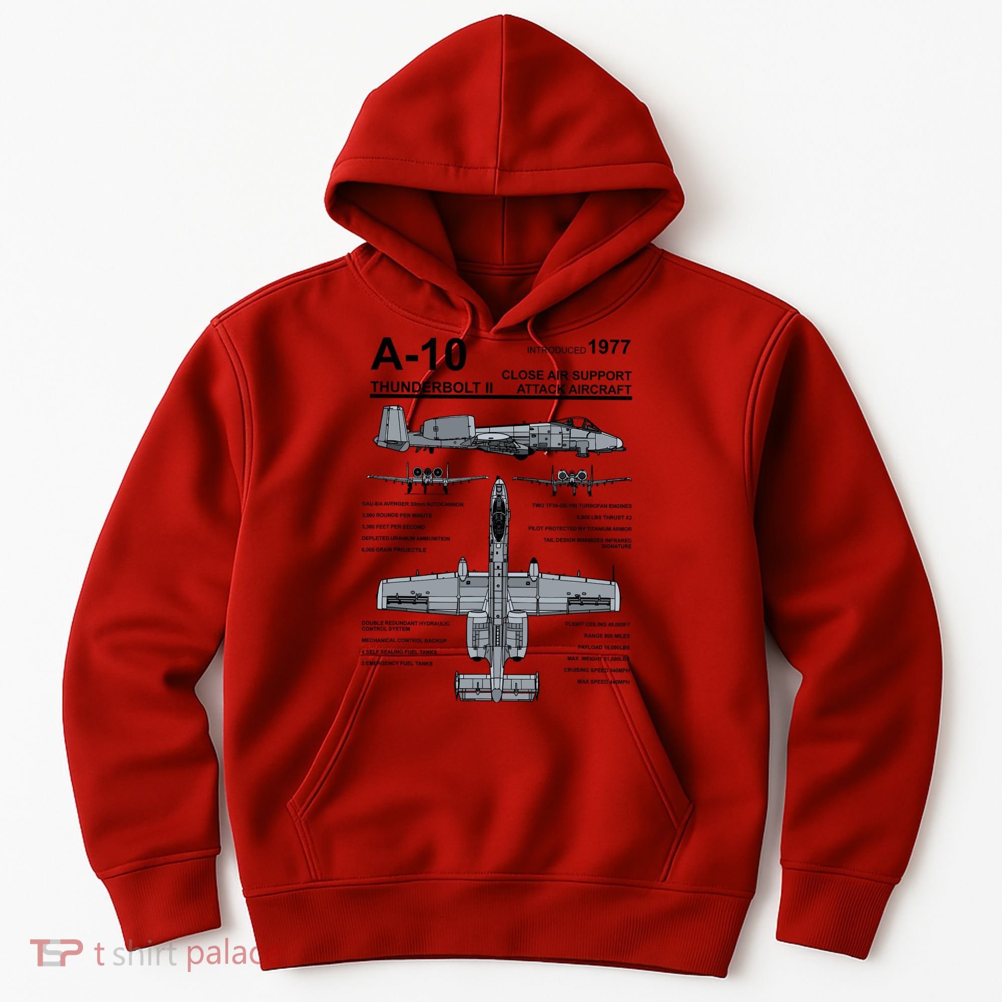A10 Thunderbolt Ii Warthog Military Jet Spec Diagram Hoodie