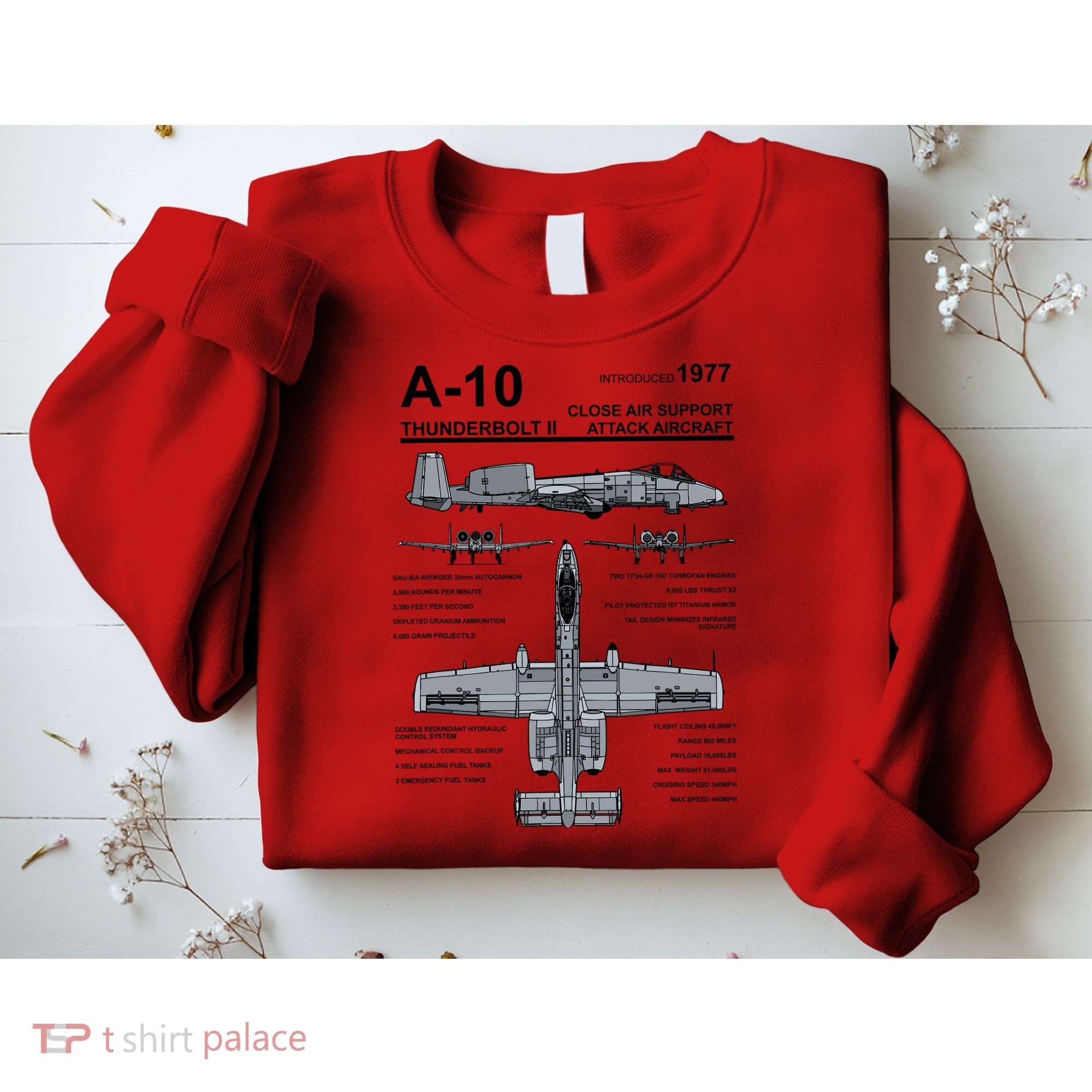 A10 Thunderbolt Ii Warthog Military Jet Spec Diagram Sweatshirt