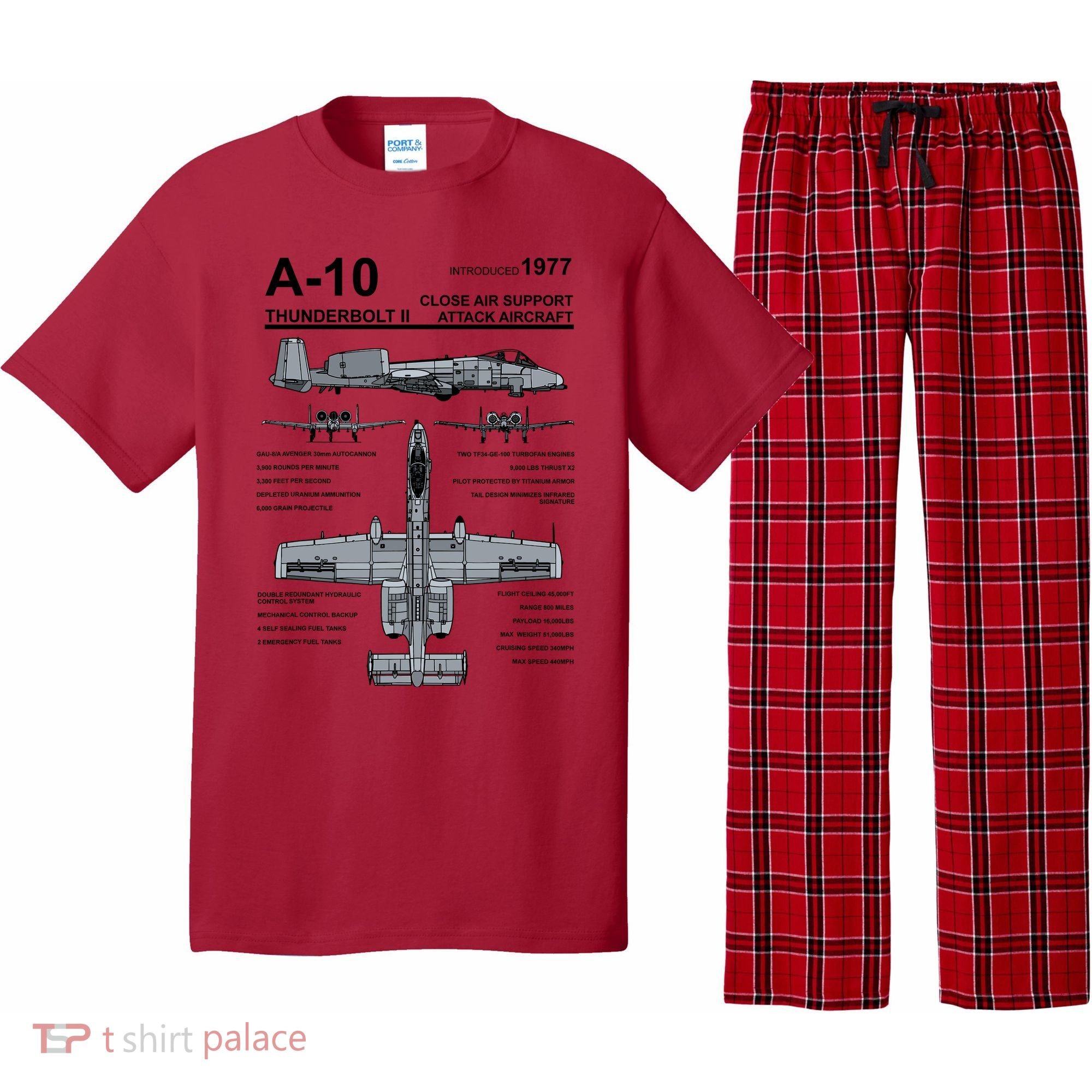 A10 Thunderbolt Ii Warthog Military Jet Spec Diagram Pajama Set