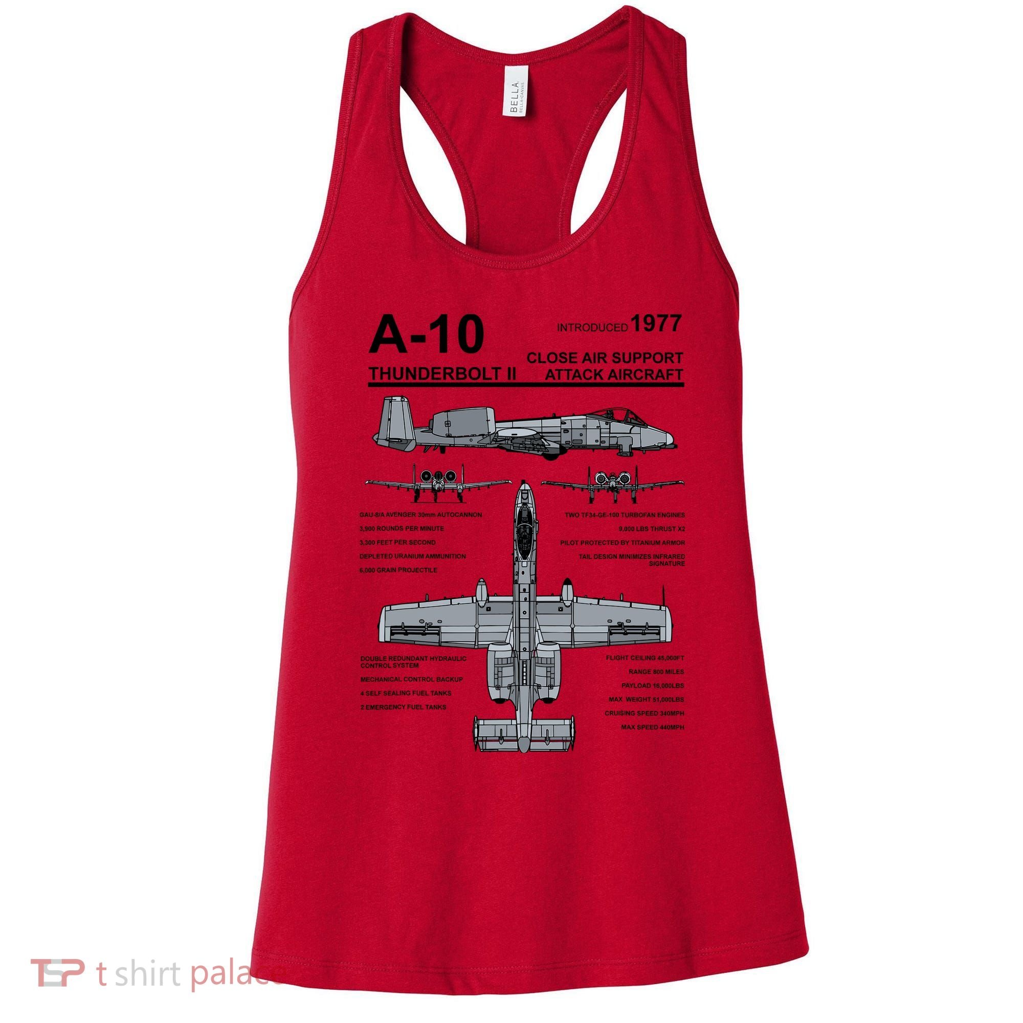 A10 Thunderbolt Ii Warthog Military Jet Spec Diagram Women's Tank Top