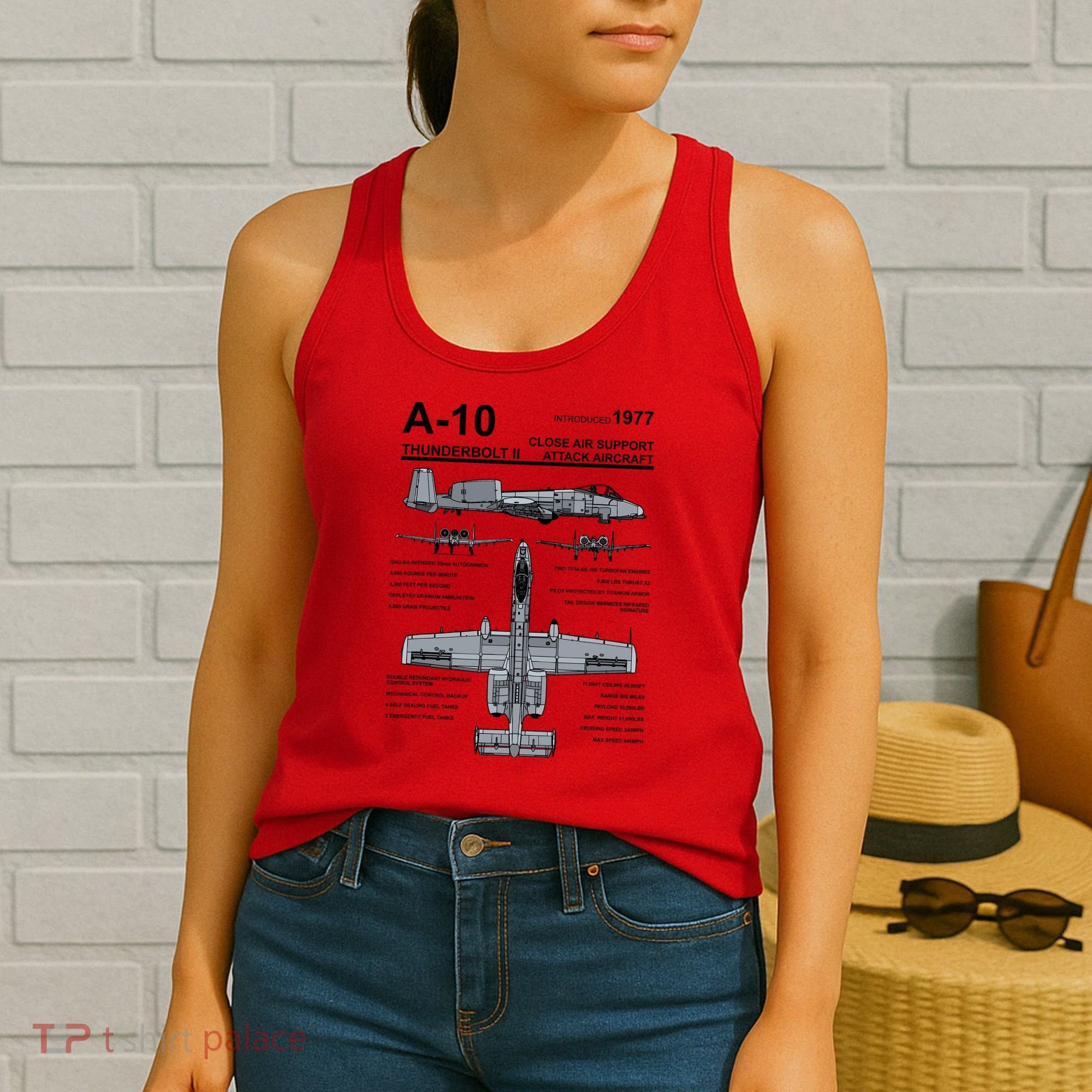 A10 Thunderbolt Ii Warthog Military Jet Spec Diagram Women's Tank Top