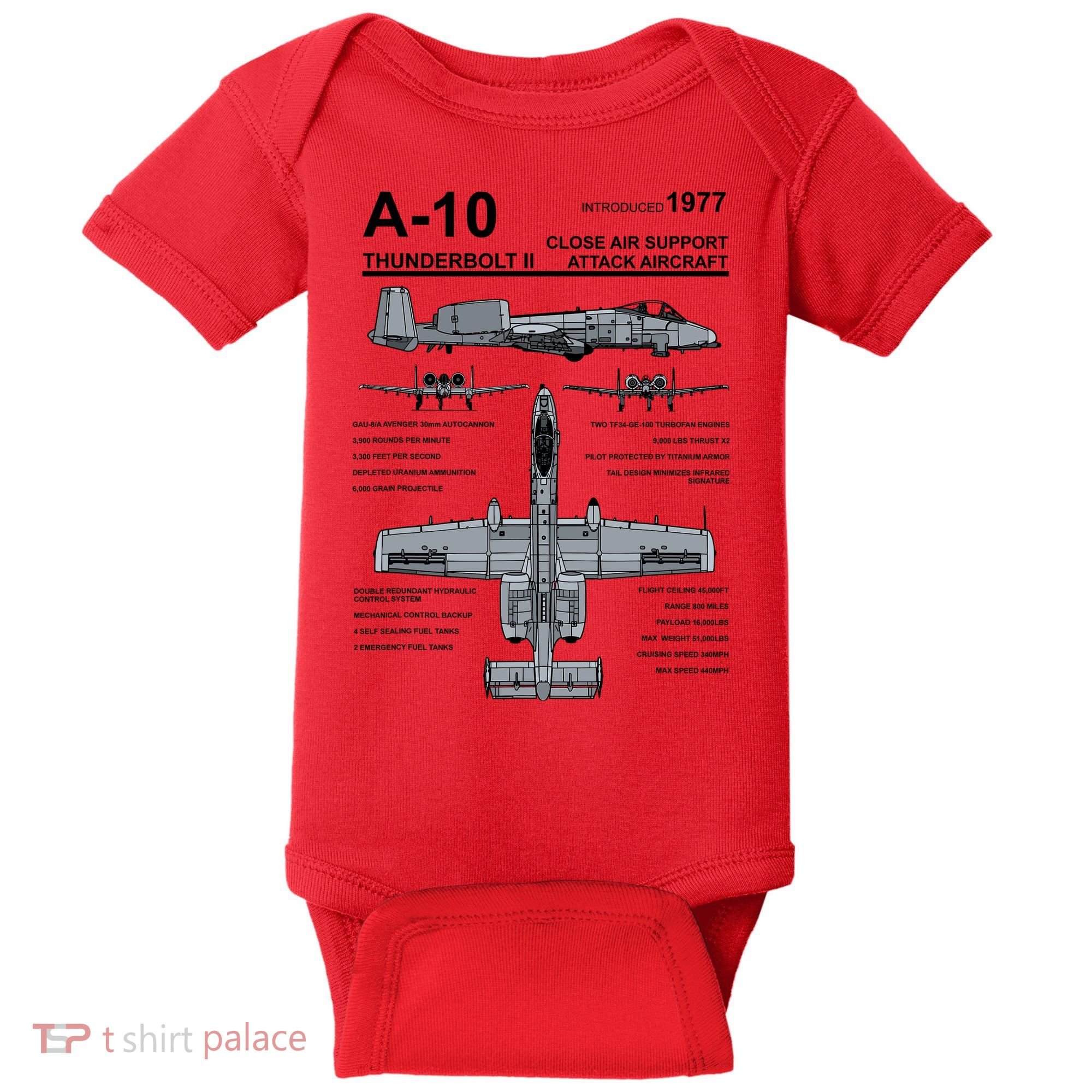 A10 Thunderbolt Ii Warthog Military Jet Spec Diagram Baby Bodysuit