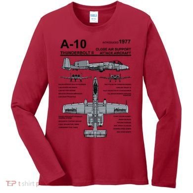 A10 Thunderbolt Ii Warthog Military Jet Spec Diagram Women's Long Sleeve Shirt