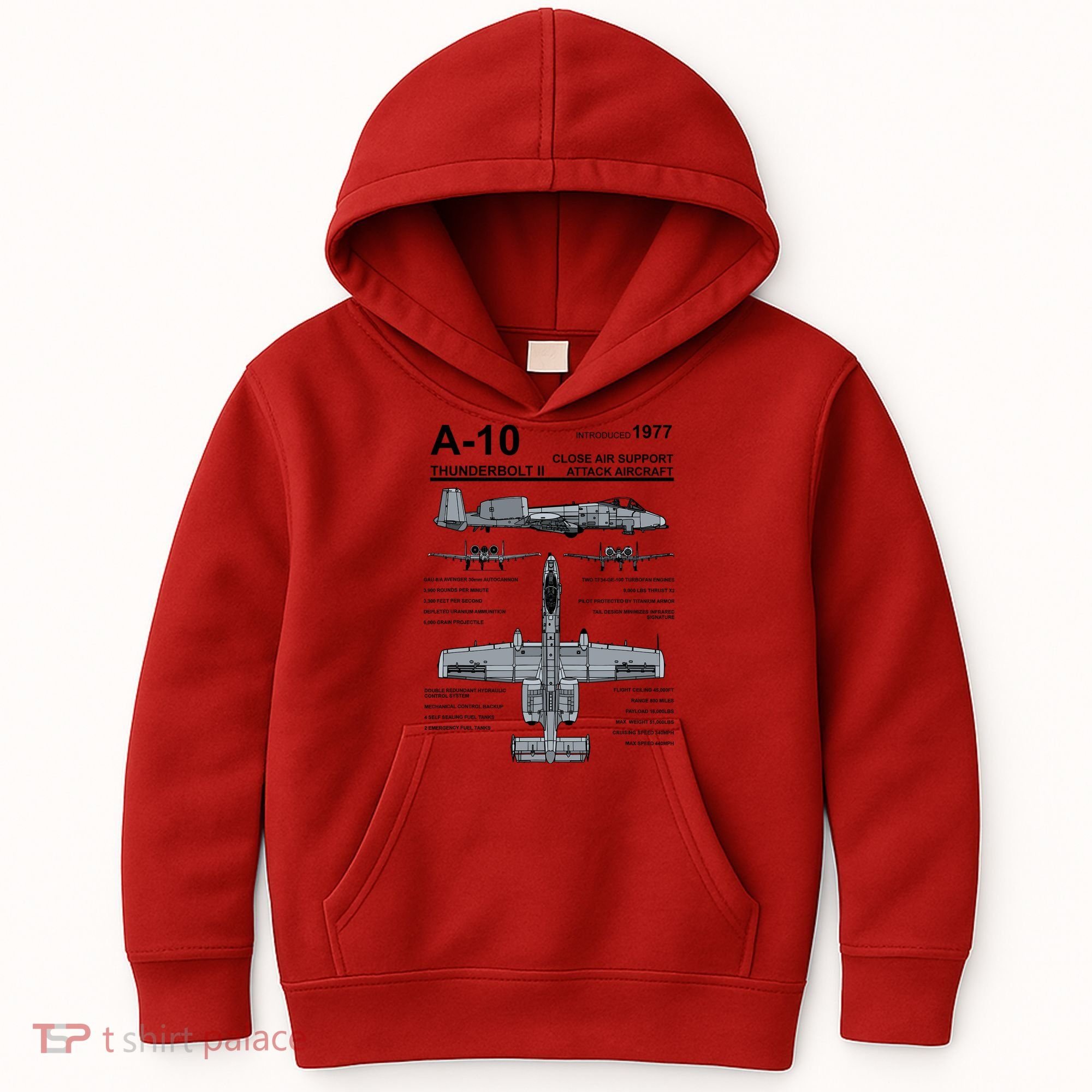 A10 Thunderbolt Ii Warthog Military Jet Spec Diagram Kids Hoodie