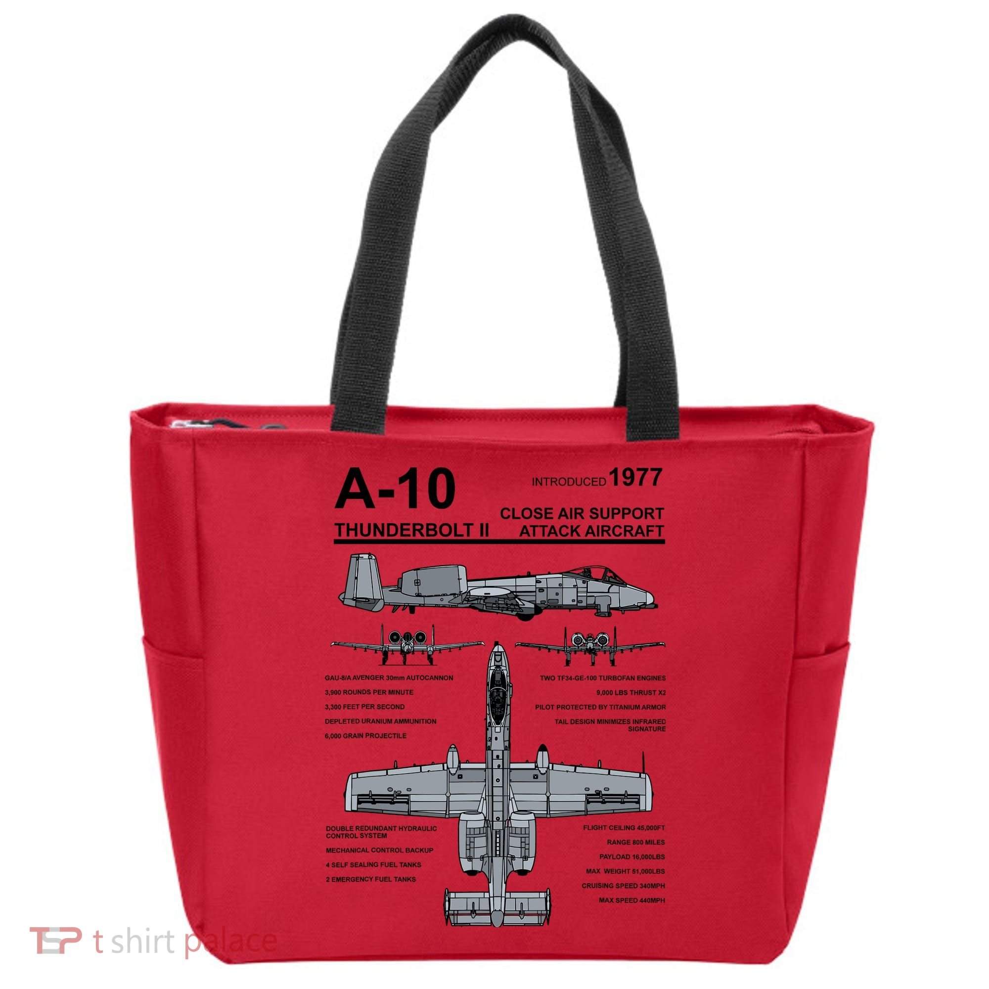 A10 Thunderbolt Ii Warthog Military Jet Spec Diagram Tote Bag
