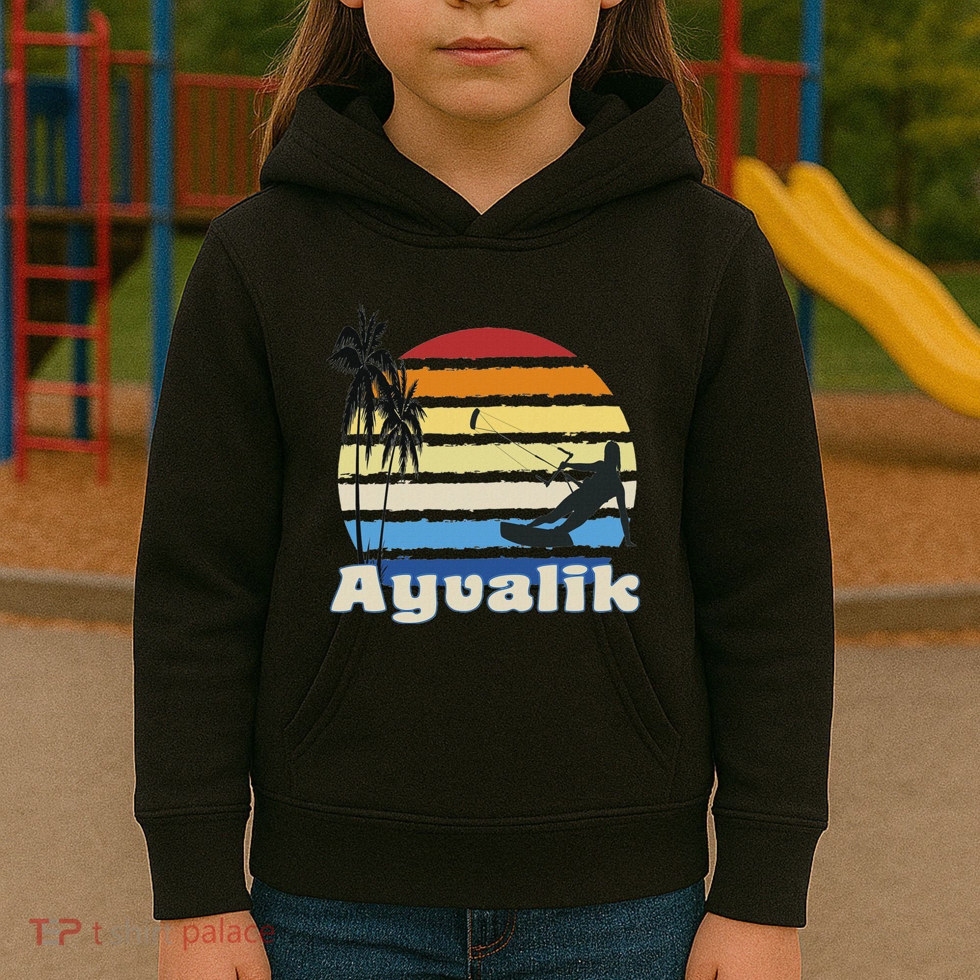 Ayvalik Turkey Kitesurfing Kitesurfer Beach Kids Hoodie