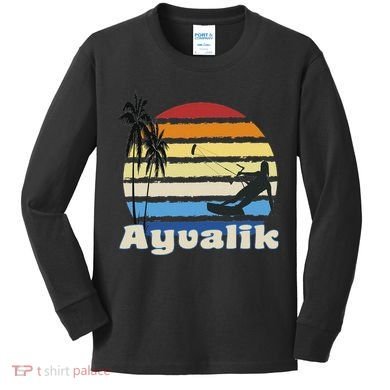 Ayvalik Turkey Kitesurfing Kitesurfer Beach Kids Long Sleeve Shirt