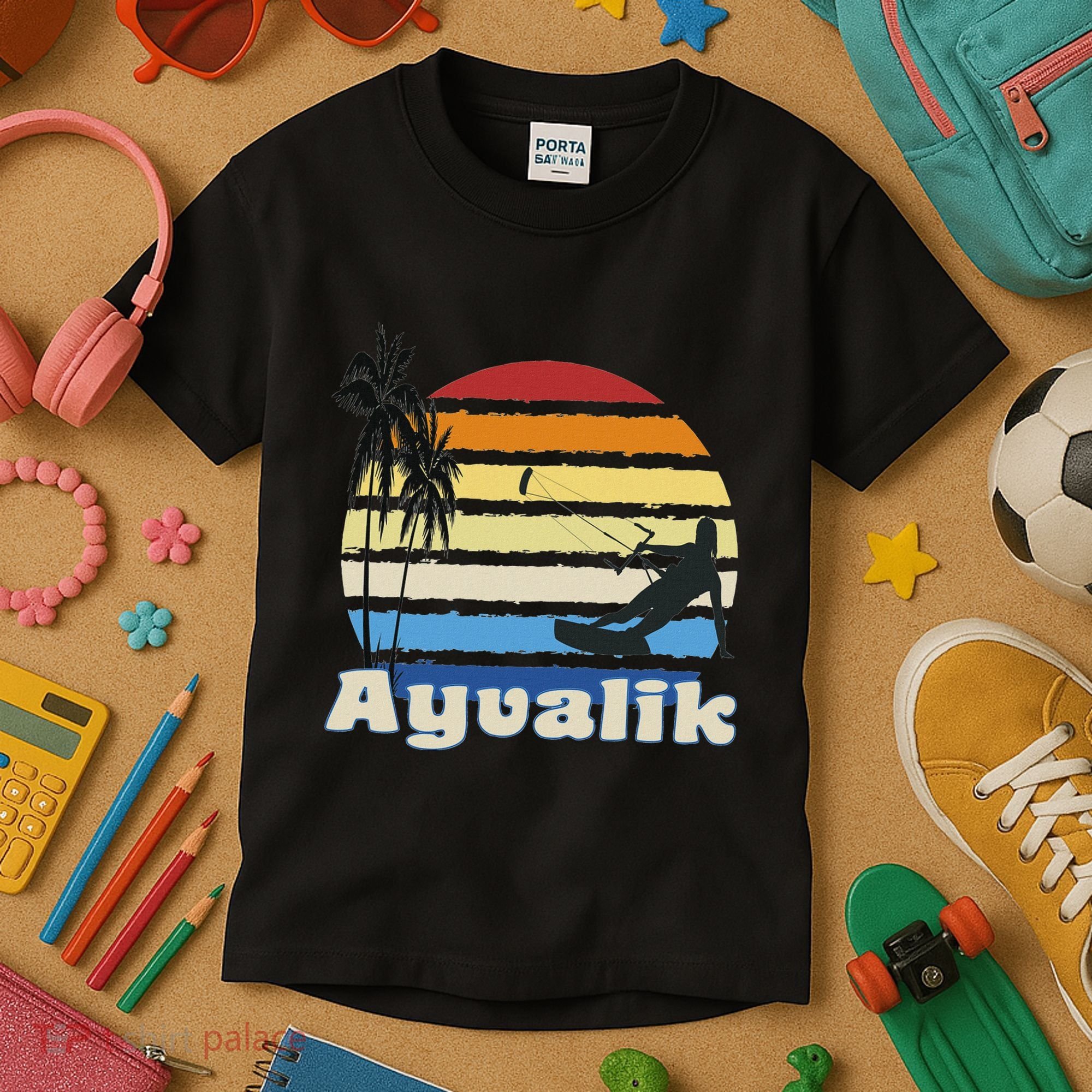 Ayvalik Turkey Kitesurfing Kitesurfer Beach Kids T-Shirt