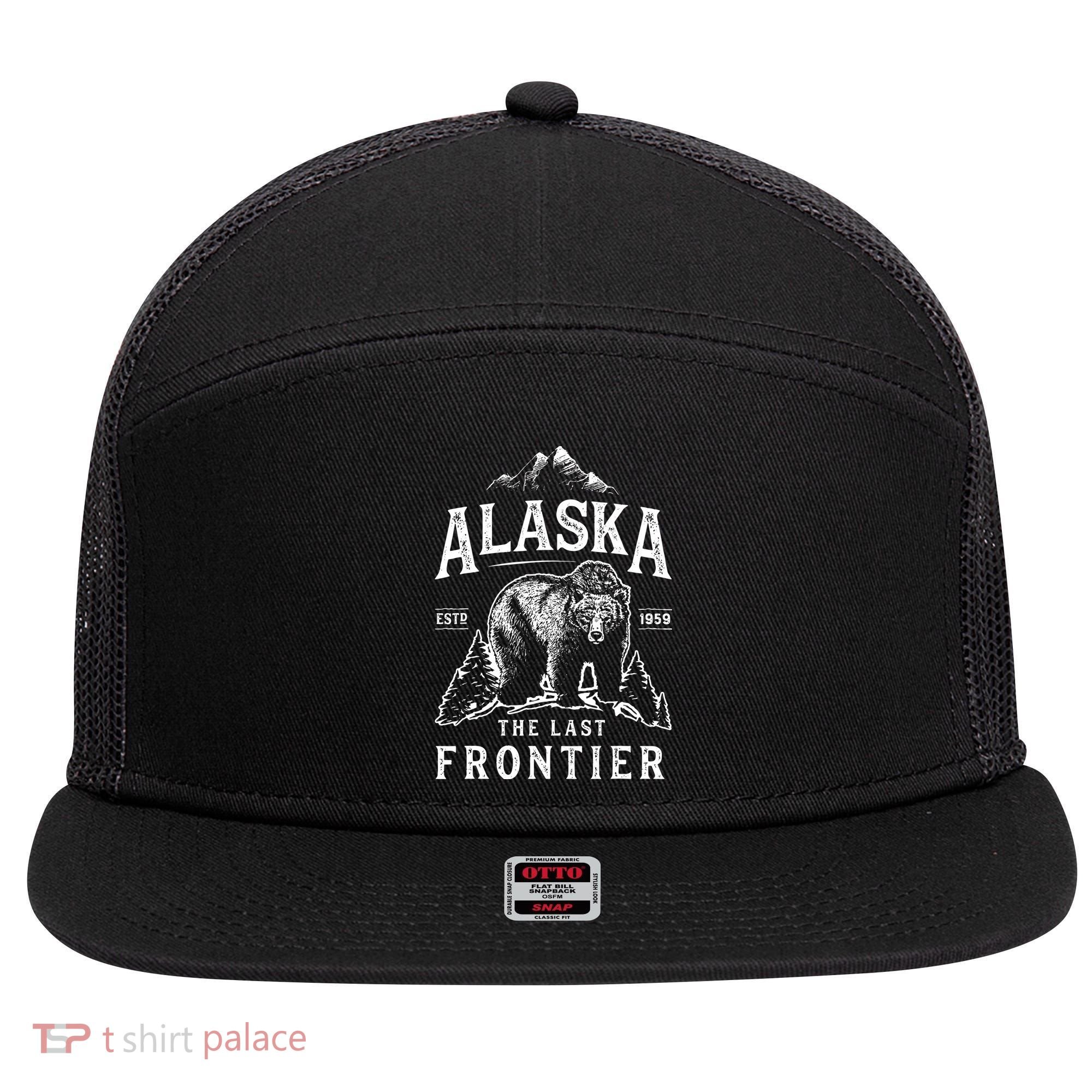 Alaska The Last Frontier Bear Home 7 Panel Mesh Trucker Snapback Hat