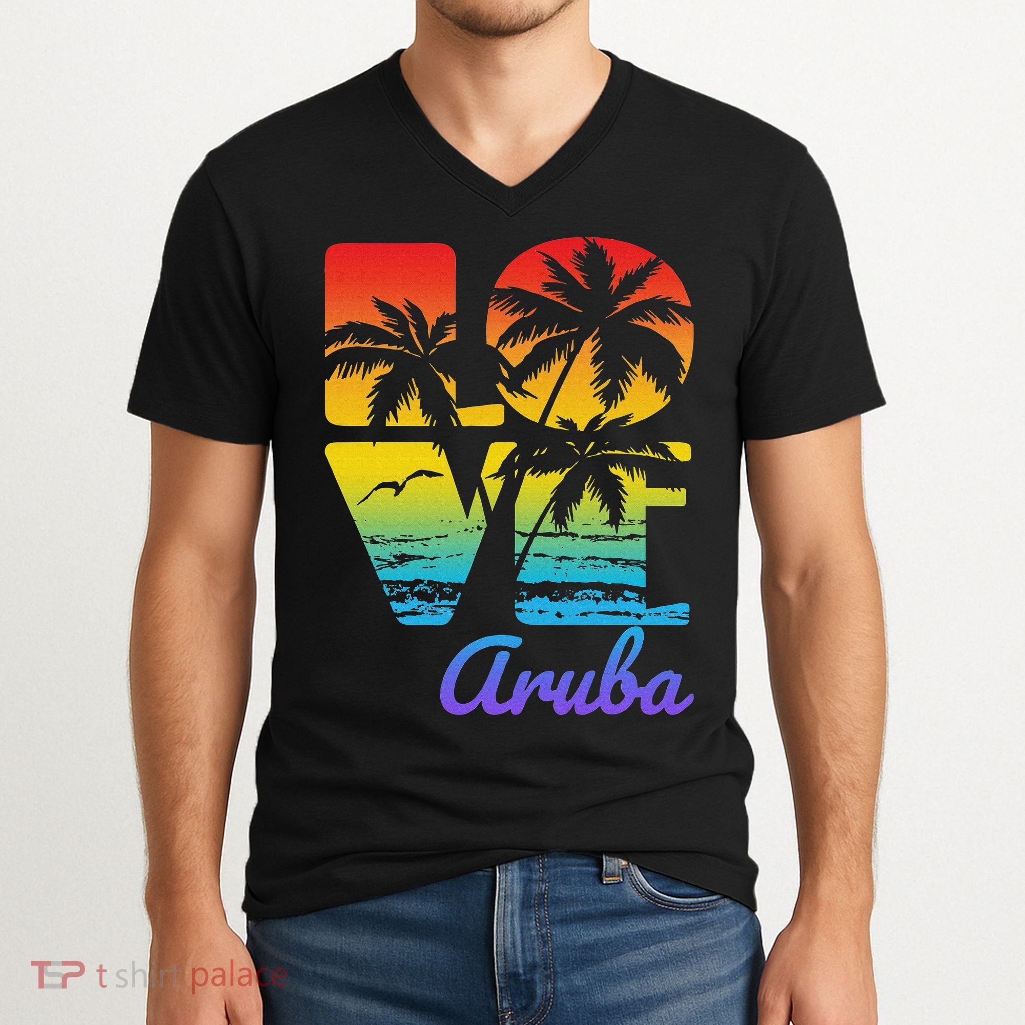 Aruba Tropical Love V-Neck T-Shirt